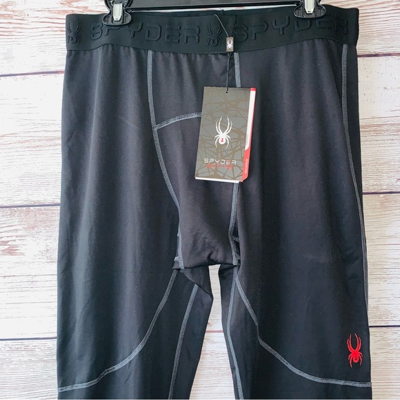 🔥 NWT Spyder Men’s Active ProWeb Leggings Base Layer Pants Compression Black - Picture 4 of 7